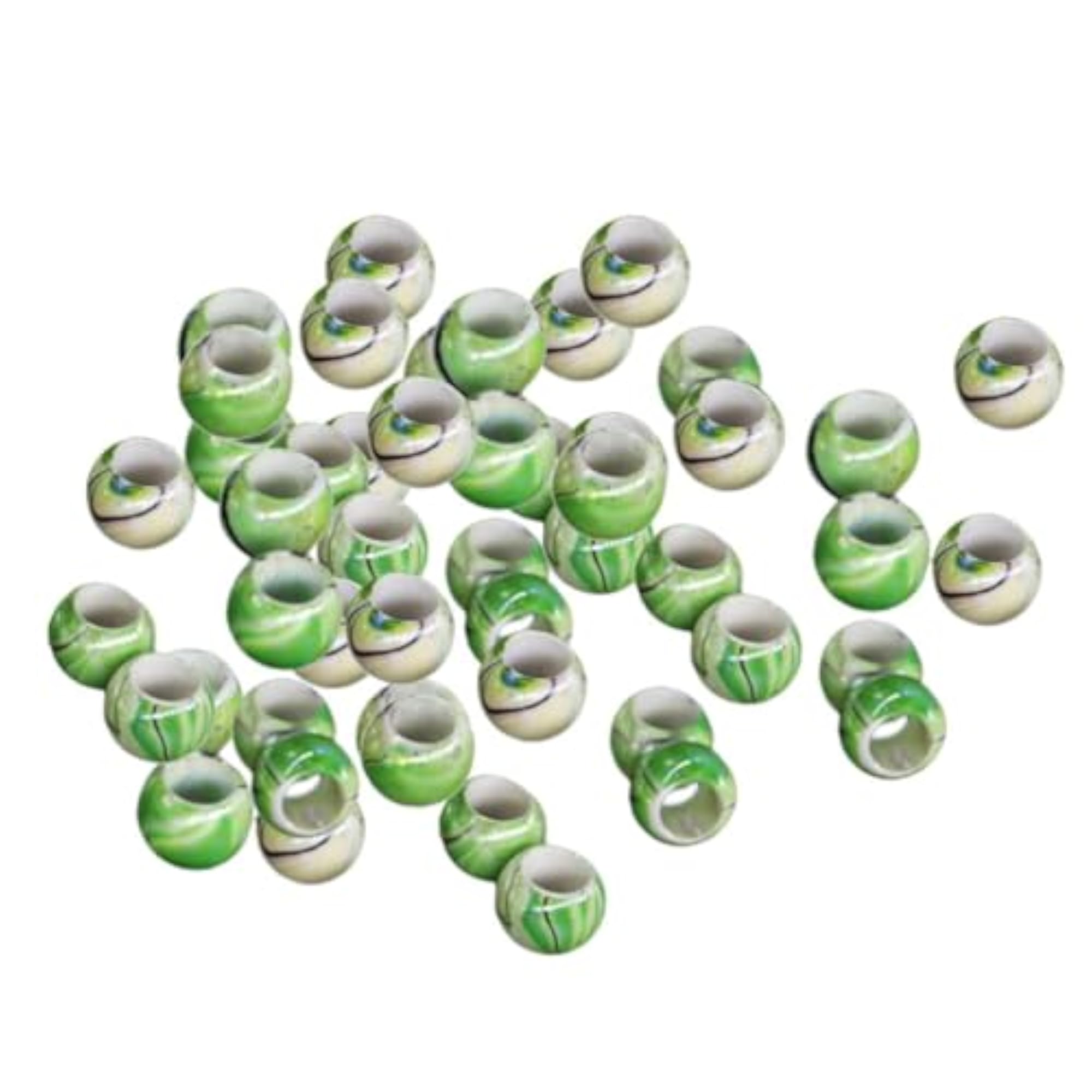 3pc Green Beads Hair Braid Ring Cuff Clips, Hair Accessories